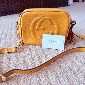 Gucci Mustard Yellow Pebbled Leather Camera Crossbody
